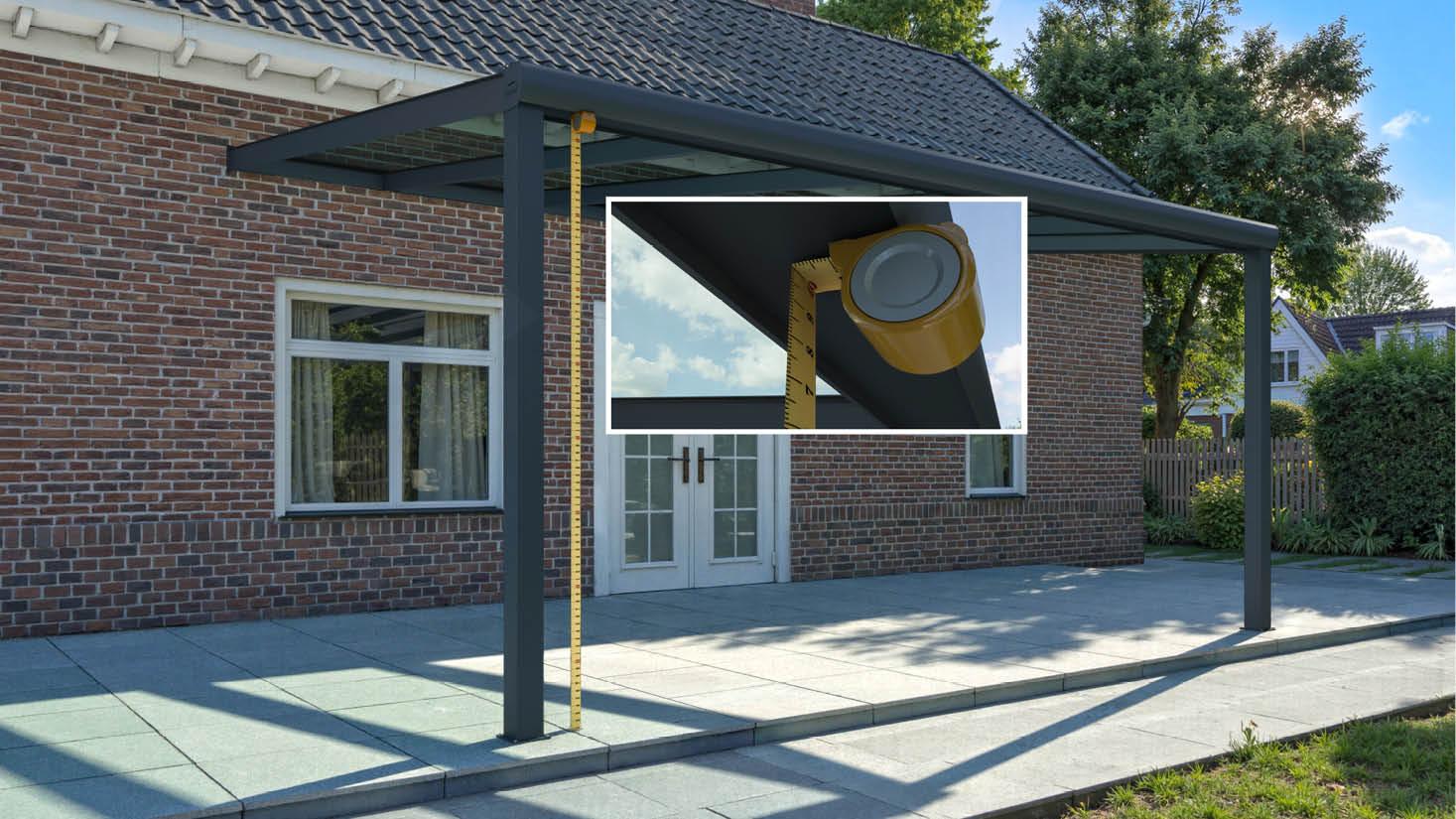 Mesurer la hauteur côté avant, jusqu’à la fondation/pavage