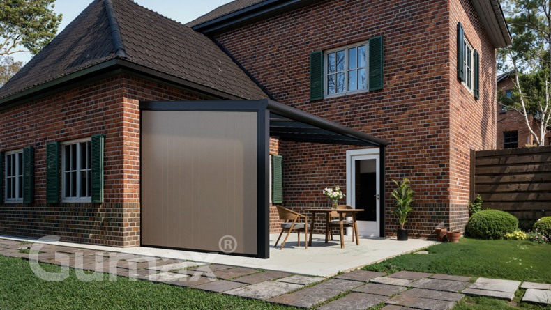 Paroi latérale en aluminium avec panneaux gris-beige 2000mm à 2300mm