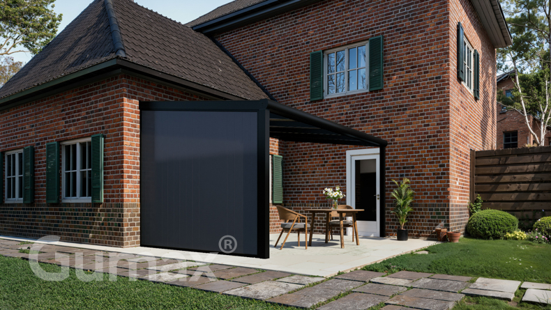 Paroi latérale en aluminium avec panneaux anthracite 2000mm à 2300mm
