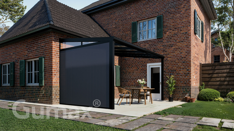 Paroi latérale en aluminium avec panneaux anthracite + clavette