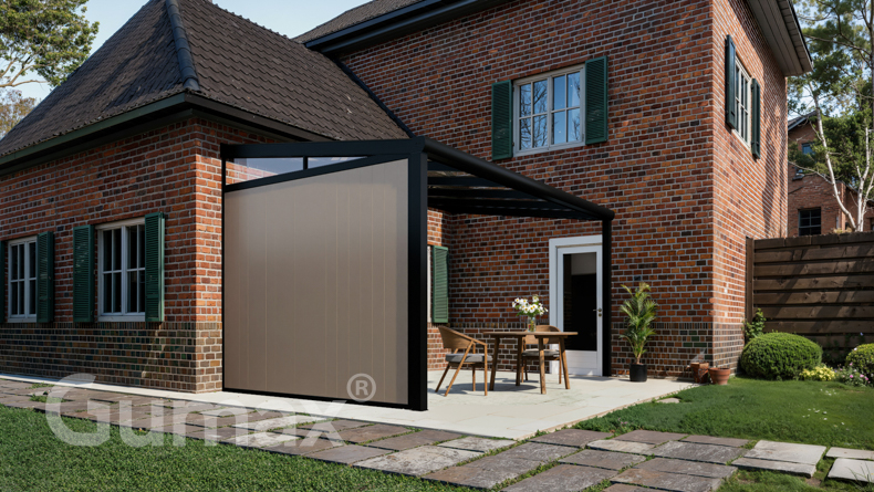 Paroi latérale en aluminium avec panneaux gris-beige + clavette