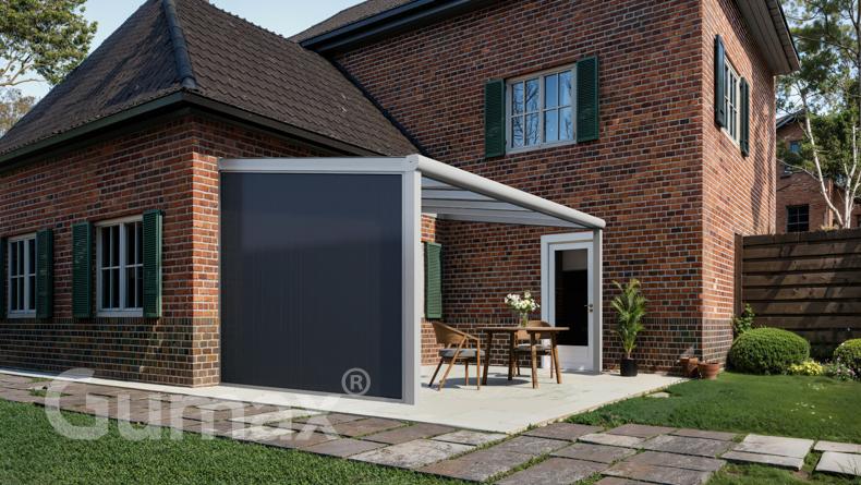 Paroi latérale en aluminium avec panneaux anthracite 2000mm à 2300mm