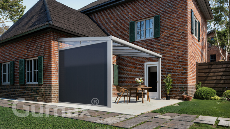 Paroi latérale en aluminium avec panneaux anthracite + clavette