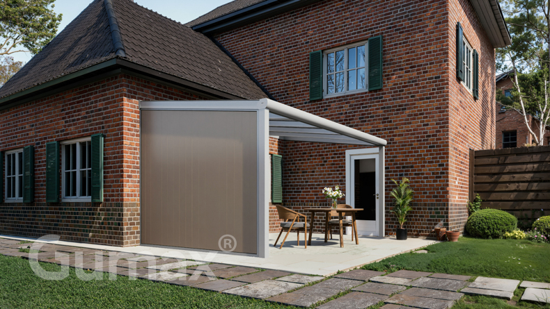 Paroi latérale en aluminium avec panneaux gris-beige 2000mm à 2300mm