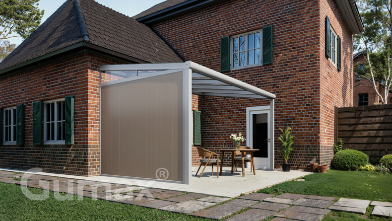 Paroi latérale en aluminium avec panneaux gris-beige + clavette