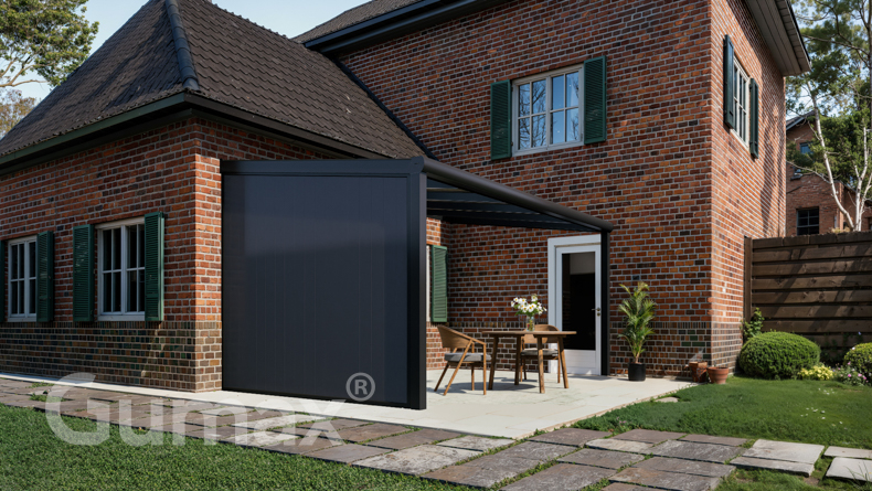 Paroi latérale en aluminium avec panneaux anthracite 2000mm à 2300mm