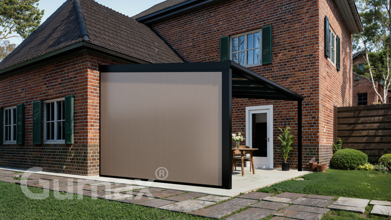 Paroi latérale en aluminium avec panneaux gris-beige 2000mm à 2300mm