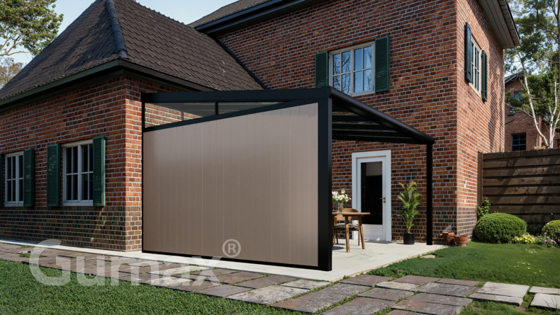 Paroi latérale en aluminium avec panneaux gris-beige + clavette