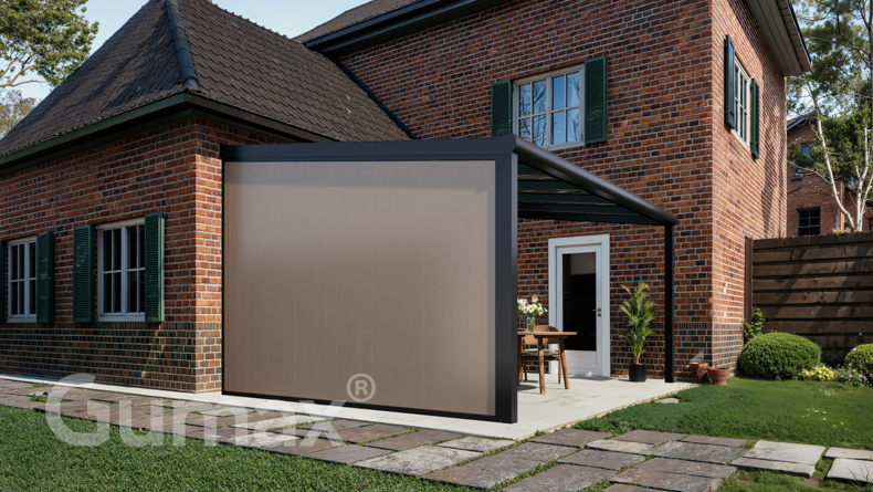 Paroi latérale en aluminium avec panneaux gris-beige 2000mm à 2300mm