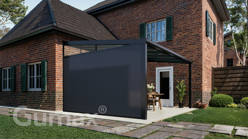 Paroi latérale en aluminium avec panneaux anthracite + clavette