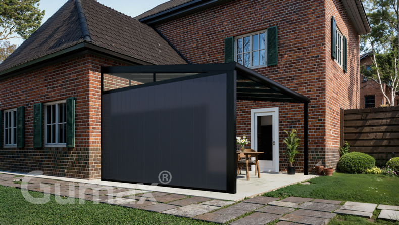 Paroi latérale en aluminium avec panneaux anthracite + clavette