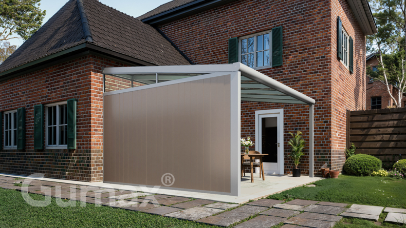 Paroi latérale en aluminium avec panneaux gris-beige + clavette